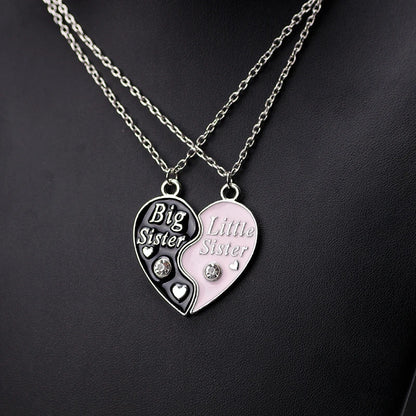 2PCS Big Sister Little Sister Heart Necklace Set for Girls | BFF Friendship Spliced Pendant Birthday Gift