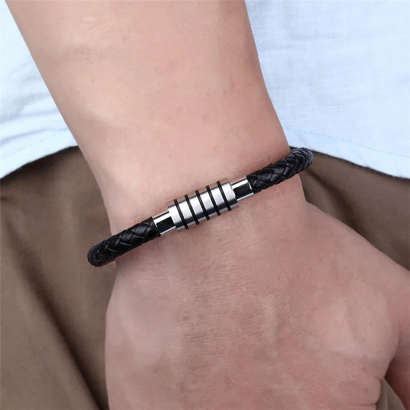 Fashionable Stainless Steel Genuine Leather Bracelets for Boys! - Kids Jewellery Shop