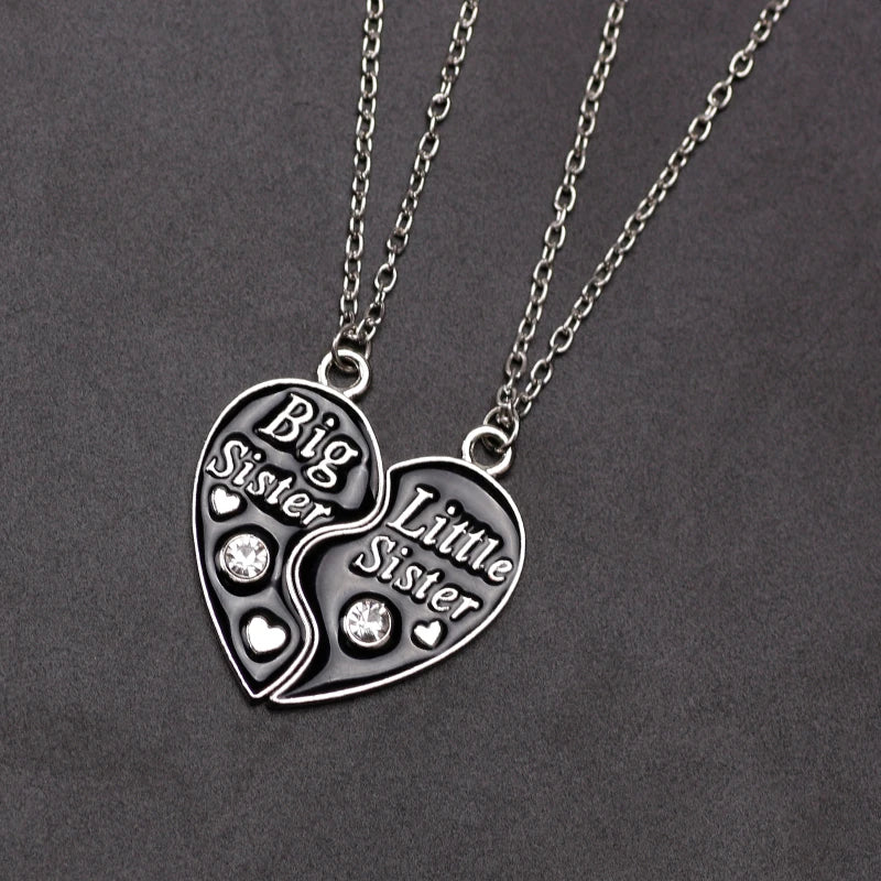 2PCS Big Sister Little Sister Heart Necklace Set for Girls | BFF Friendship Spliced Pendant Birthday Gift
