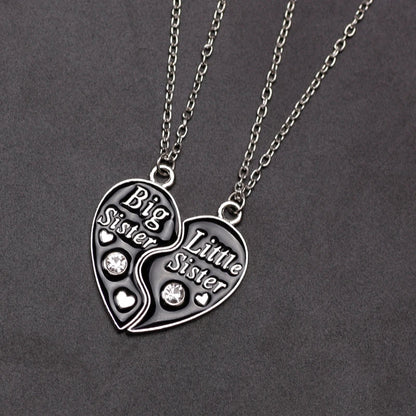2PCS Big Sister Little Sister Heart Necklace Set for Girls | BFF Friendship Spliced Pendant Birthday Gift