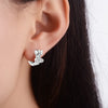 Beautiful 925 Sterling Silver CZ Double Butterfly Hoop Earrings!