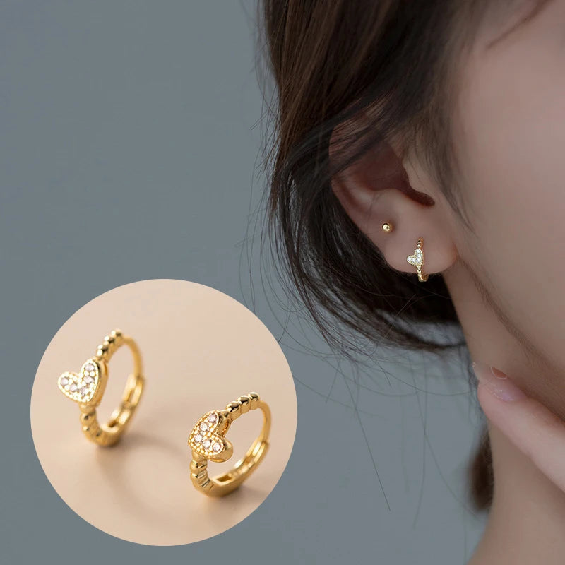 Heartfelt Elegance: Real 925 Sterling Silver and Zircon Heart Hoop Earrings - A Perfect Gift for Girls, Teens, and Women! - Kids Jewellery Shop