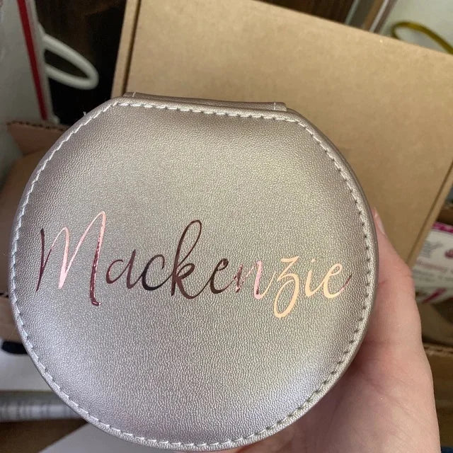 Personalised Jewellery Box for Girls | Custom Travel Jewellery Case | PU Leather Organiser | Bridesmaid, Birthday & Christmas Gift.
