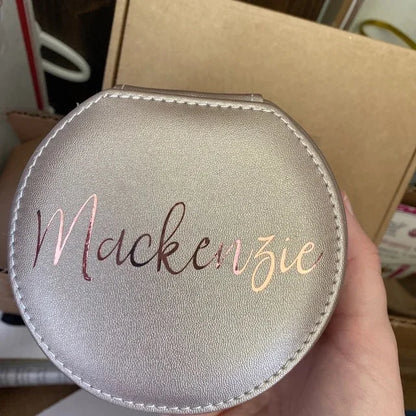 Personalised Jewellery Box for Girls | Custom Travel Jewellery Case | PU Leather Organiser | Bridesmaid, Birthday & Christmas Gift.