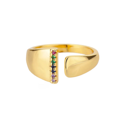 Adjustable Initial Letter Ring 18K Gold Plated | Multi-Colour Zircon Alphabet Ring for Women & Men | Elegant Birthday Gift!