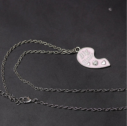 2PCS Big Sister Little Sister Heart Necklace Set for Girls | BFF Friendship Spliced Pendant Birthday Gift