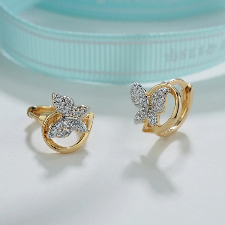 Golden Sparkle: Girls' 18k Gold Plated Hoop Earrings - CZ Crystal Fashion Jewelry Delight!