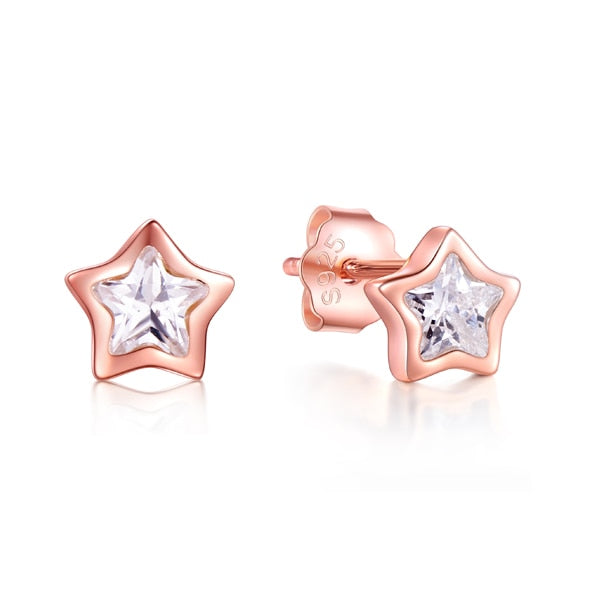Exquisite Top-Quality Cubic Zirconia Star Earrings - Hypoallergenic 925 Sterling Silver Studs for Girls, Teens, Women - Kids Jewellery Shop