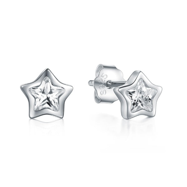 Exquisite Top-Quality Cubic Zirconia Star Earrings - Hypoallergenic 925 Sterling Silver Studs for Girls, Teens, Women