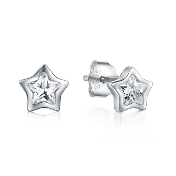 Exquisite Top-Quality Cubic Zirconia Star Earrings - Hypoallergenic 925 Sterling Silver Studs for Girls, Teens, Women - Kids Jewellery Shop