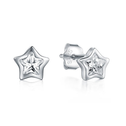Exquisite Top-Quality Cubic Zirconia Star Earrings - Hypoallergenic 925 Sterling Silver Studs for Girls, Teens, Women - Kids Jewellery Shop