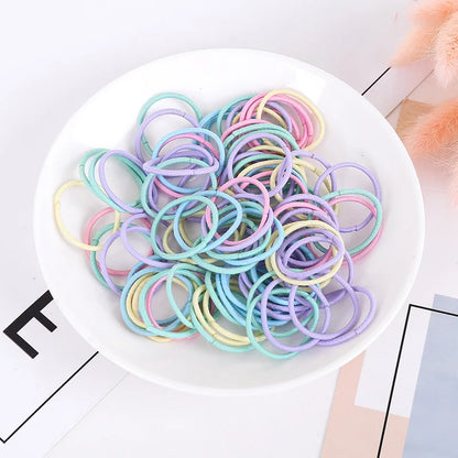 100Pcs Girls Elastic Hair Bands | 3cm Basic Rubber Hair Ties | Kids Ponytail Bands & Everyday Hair Accessories!