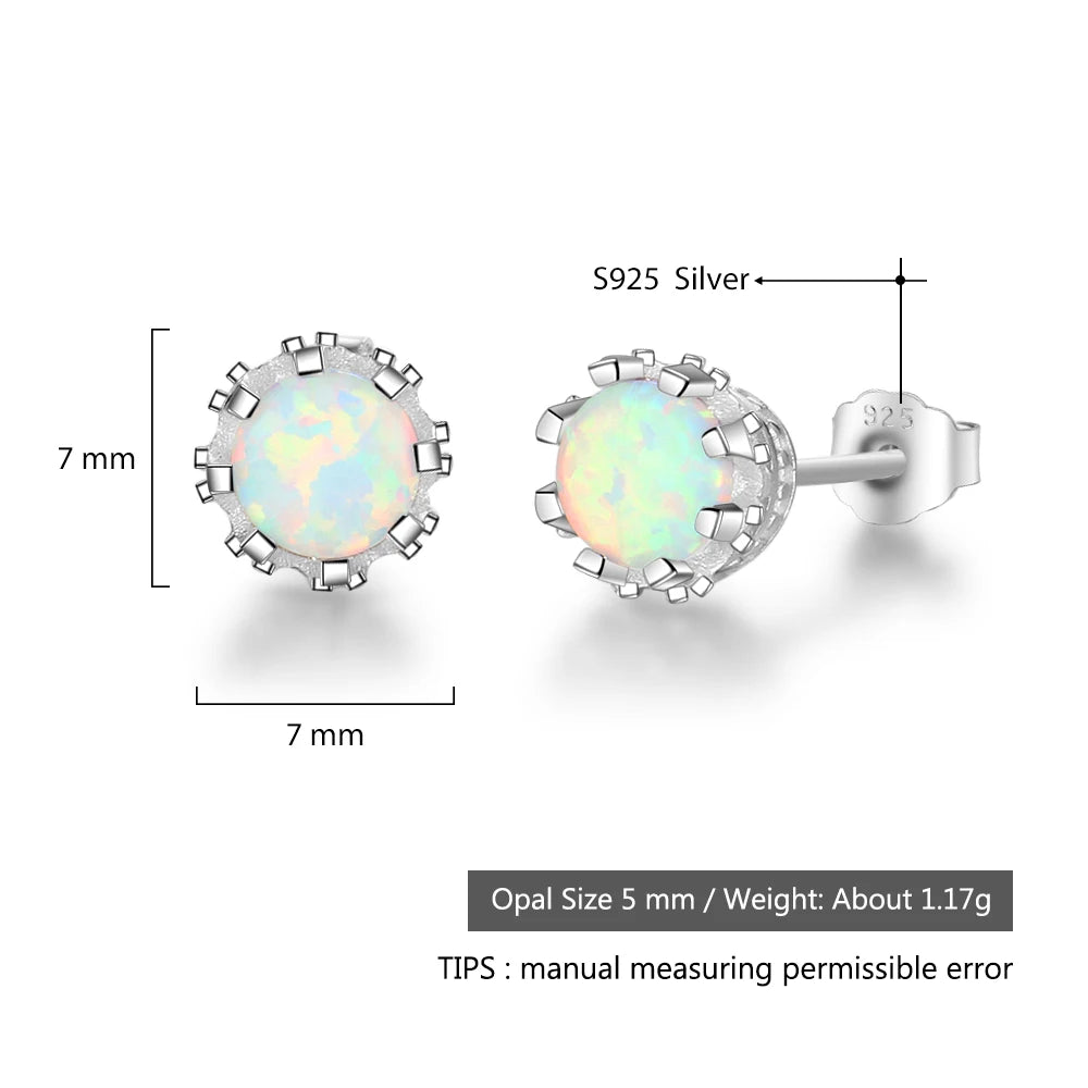 Radiant Opal Elegance: Sterling Silver Opal Stud Earrings for Girls, Teens, and Women - Choose from Blue, Pink, or White Opal!