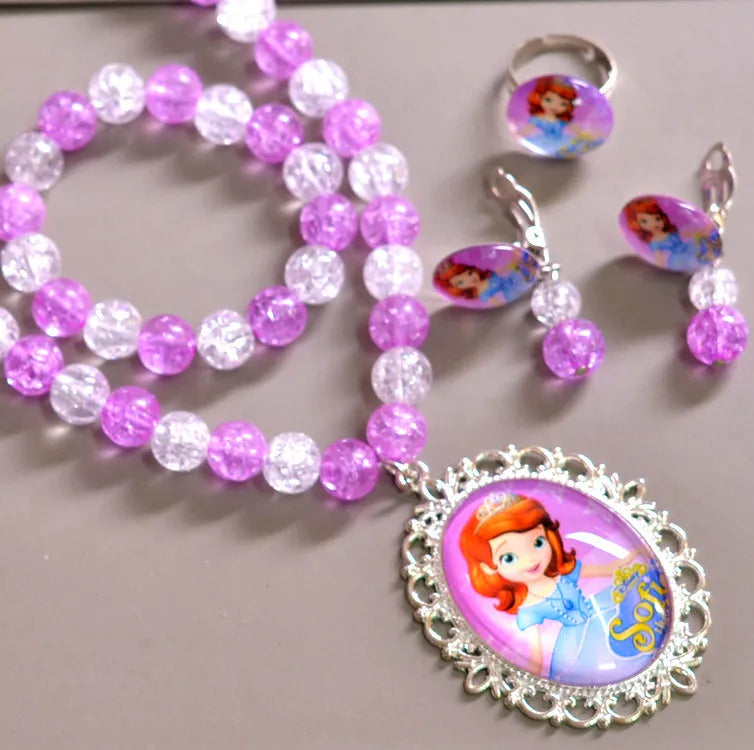 Adorable 5pcs Cartoon Girls' Jewelry Set: Perfect for Costume Parties and Birthday Gifts!