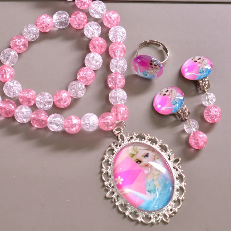 Adorable 5pcs Cartoon Girls' Jewelry Set: Perfect for Costume Parties and Birthday Gifts!