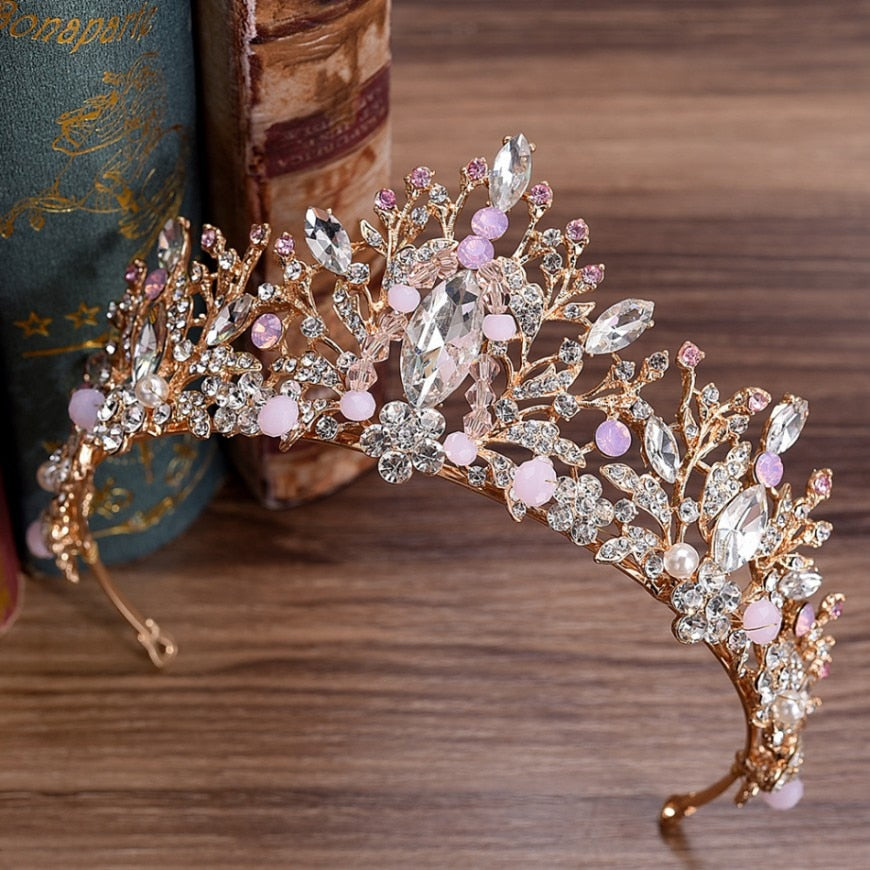 Embrace Baroque Luxury with Blue Crystal Heart Bridesmaid Tiaras - Rhinestone Pageant Diadem Tiara Headbands for Exquisite Wedding Hair Accessories!