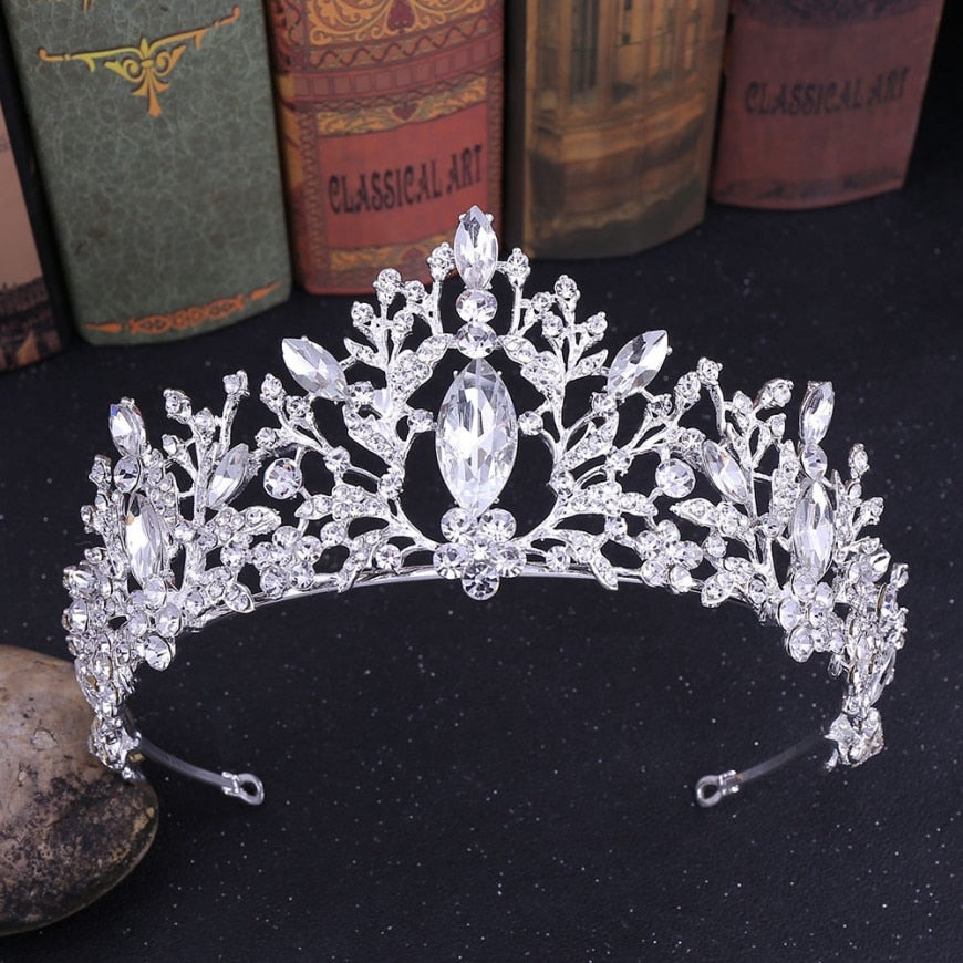 Embrace Baroque Luxury with Blue Crystal Heart Bridesmaid Tiaras - Rhinestone Pageant Diadem Tiara Headbands for Exquisite Wedding Hair Accessories!