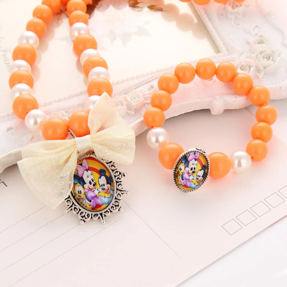 Magical Cartoon Necklace and Bracelet Set - Enchanting Accessories for Girls' Fancy Dress Parties & Special Occasions!