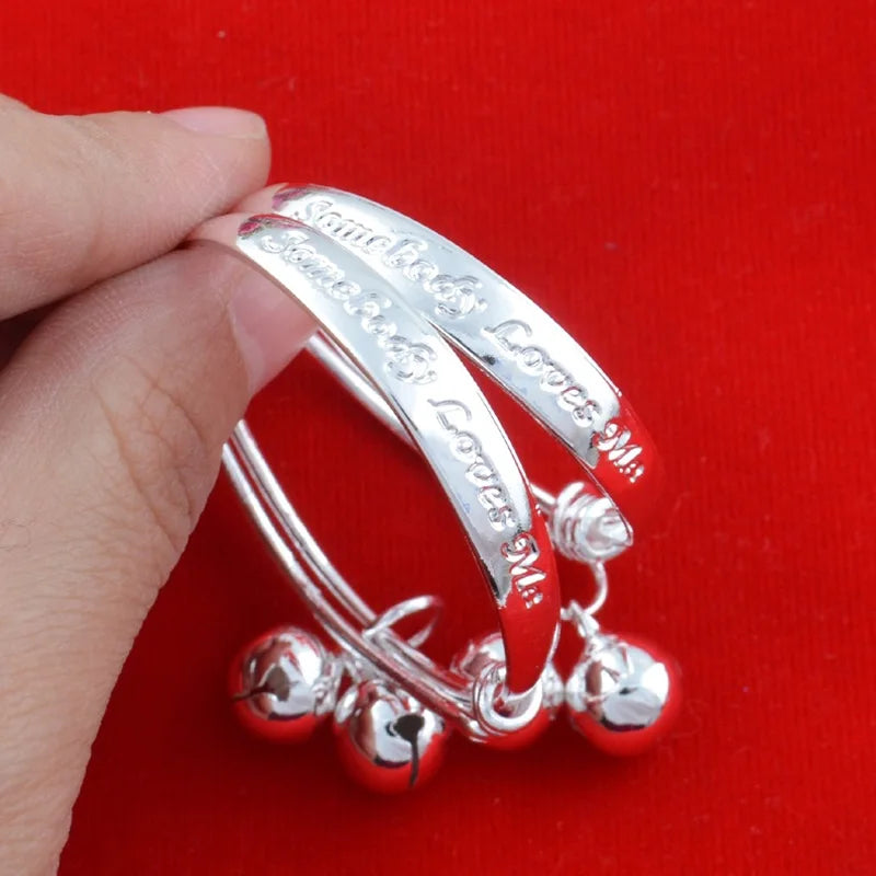 Adorable 2-Piece Toddler Silver Bangle Bracelet Set: Perfect Fashion Jewelry for Children's Birthday Gifts!