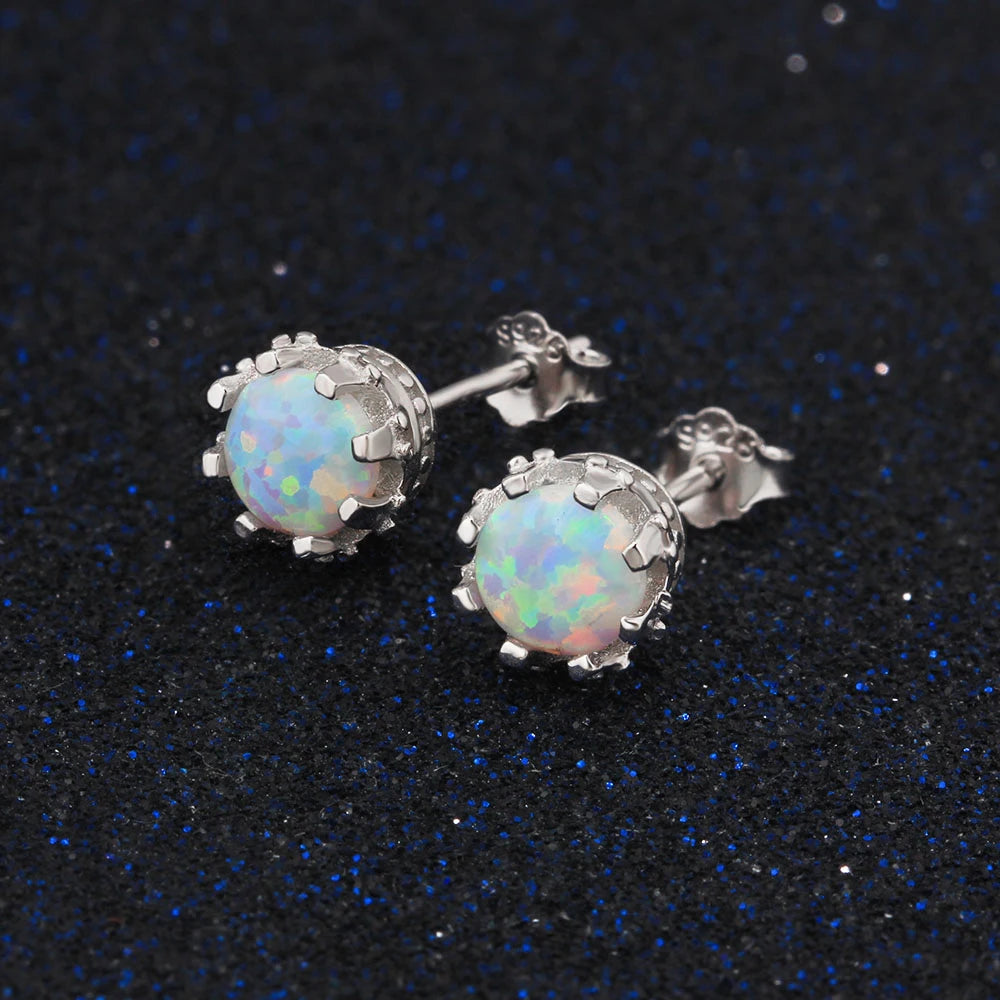 Radiant Opal Elegance: Sterling Silver Opal Stud Earrings for Girls, Teens, and Women - Choose from Blue, Pink, or White Opal!