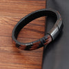 Elevate His Style: Genuine Woven Leather Bracelet for Boys with Stainless Steel Magnetic Clasp!
