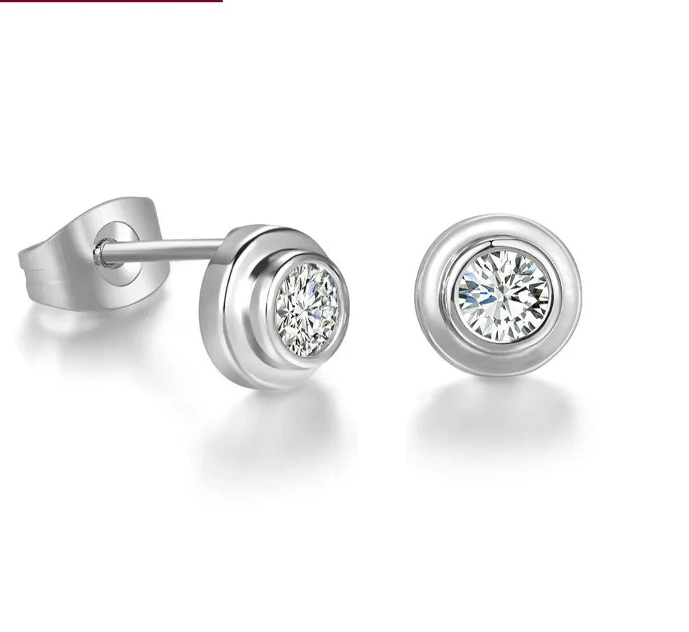 Timeless Elegance: Cubic Zirconia Stud Earrings in Rose Gold, Gold, and Silver - Fashionable Jewelry Gift for Her!