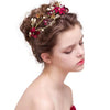 Radiant Red Flower Tiara: Sparkling Crystal Pearl Headband for Bridesmaids and Special Occasions!