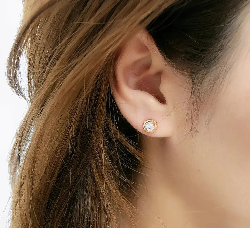 Timeless Elegance: Cubic Zirconia Stud Earrings in Rose Gold, Gold, and Silver - Fashionable Jewelry Gift for Her! - Kids Jewellery Shop