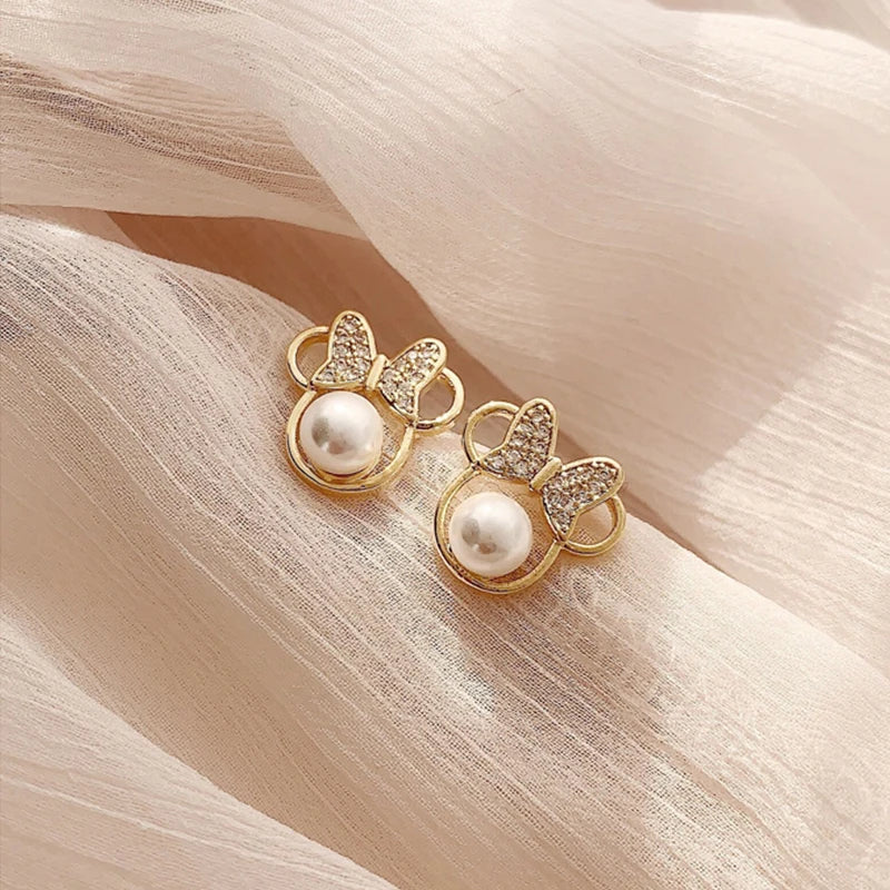 Exquisite 925 Sterling Silver Bowknot Pearl Zircon Stud Earrings for Girls – Elegant Party Jewellery Gift!