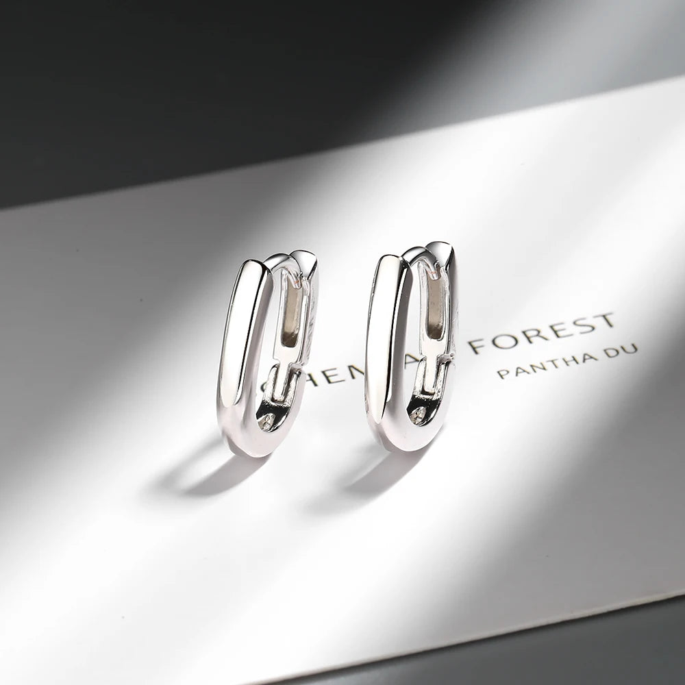 925 Sterling Silver 18K Gold U-Shaped Earrings for Girls – Simple Glossy Minimalist Jewellery Gift!