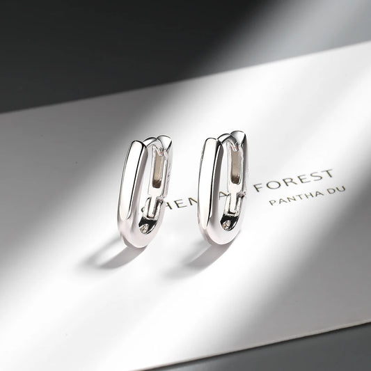 925 Sterling Silver 18K Gold U-Shaped Earrings for Girls – Simple Glossy Minimalist Jewellery Gift!