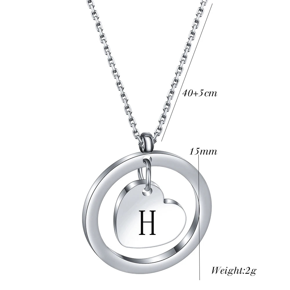 Personalized Elegance: Custom Unisex A-Z Initials Silver Heart Pendant Necklace - Exquisite Jewelry!