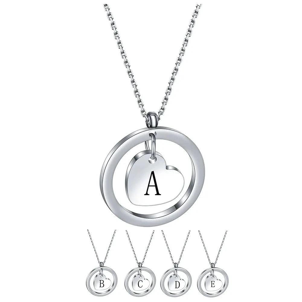 Personalized Elegance: Custom Unisex A-Z Initials Silver Heart Pendant Necklace - Exquisite Jewelry!