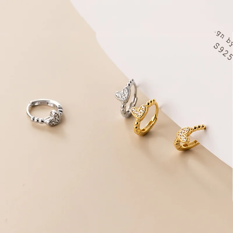 Heartfelt Elegance: Real 925 Sterling Silver and Zircon Heart Hoop Earrings - A Perfect Gift for Girls, Teens, and Women! - Kids Jewellery Shop