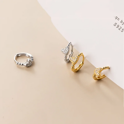 Heartfelt Elegance: Real 925 Sterling Silver and Zircon Heart Hoop Earrings - A Perfect Gift for Girls, Teens, and Women! - Kids Jewellery Shop