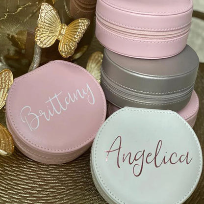 Personalised Jewellery Box for Girls | Custom Travel Jewellery Case | PU Leather Organiser | Bridesmaid, Birthday & Christmas Gift.