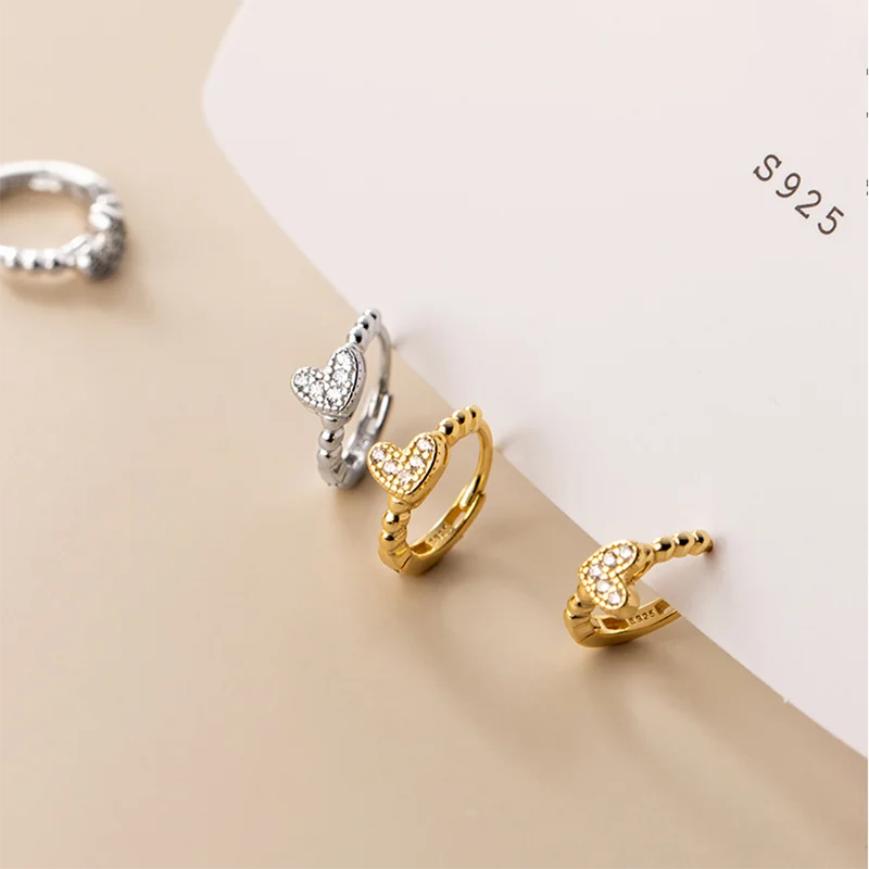 Heartfelt Elegance: Real 925 Sterling Silver and Zircon Heart Hoop Earrings - A Perfect Gift for Girls, Teens, and Women! - Kids Jewellery Shop
