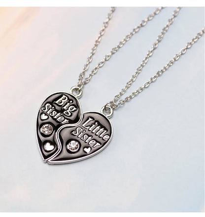 2PCS Big Sister Little Sister Heart Necklace Set for Girls | BFF Friendship Spliced Pendant Birthday Gift