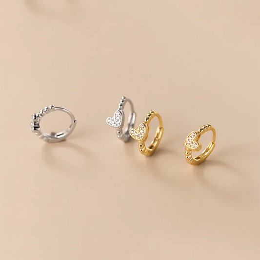 Heartfelt Elegance: Real 925 Sterling Silver and Zircon Heart Hoop Earrings - A Perfect Gift for Girls, Teens, and Women! - Kids Jewellery Shop