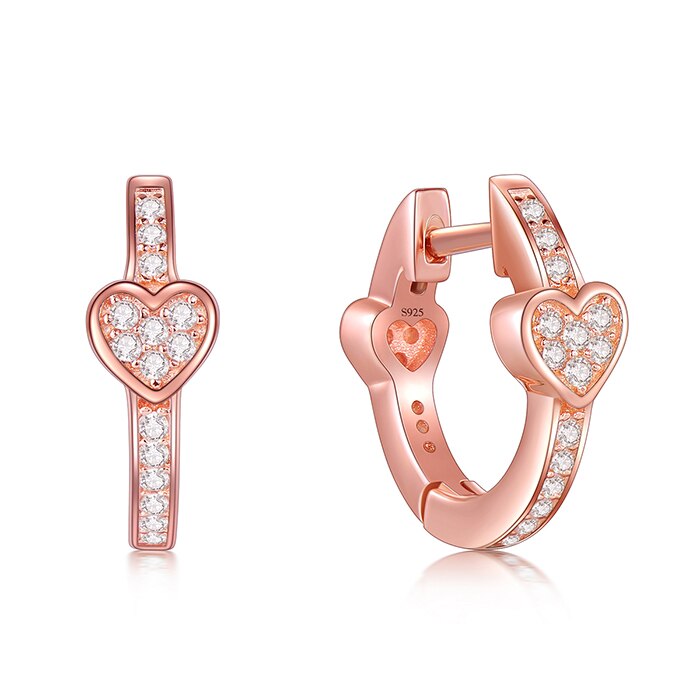 Radiant Love: 100% Real 925 Sterling Silver CZ Heart Hoop Earrings - Hypoallergenic Glamour for Girls, Teens, Women!