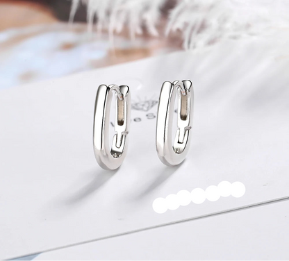 925 Sterling Silver 18K Gold U-Shaped Earrings for Girls – Simple Glossy Minimalist Jewellery Gift!