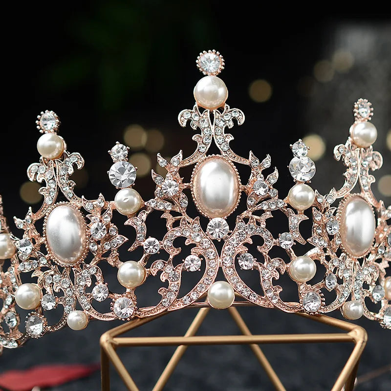 Radiant Royalty: Luxury Crystal Pearls Tiaras - Exquisite Pageant Diadem!