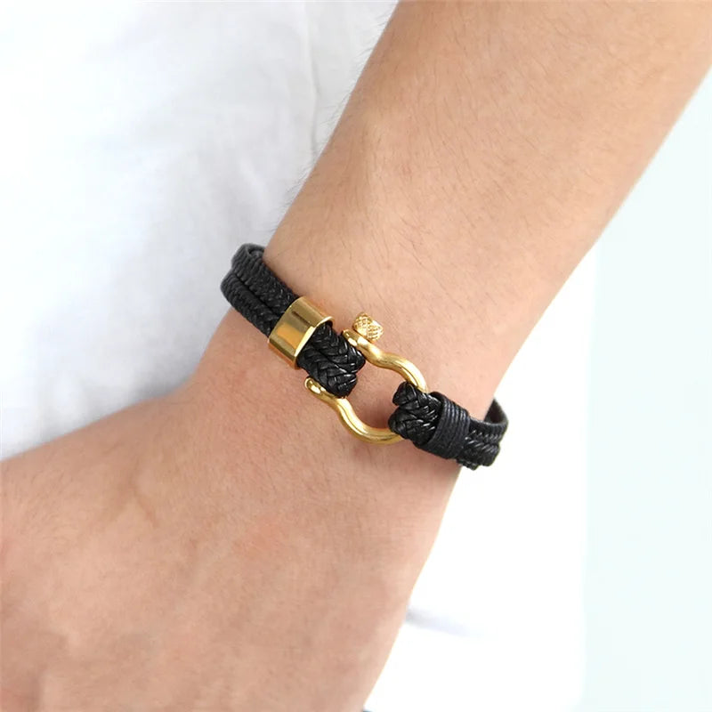 Fashionable Stainless Steel Genuine Leather Bracelets for Boys!