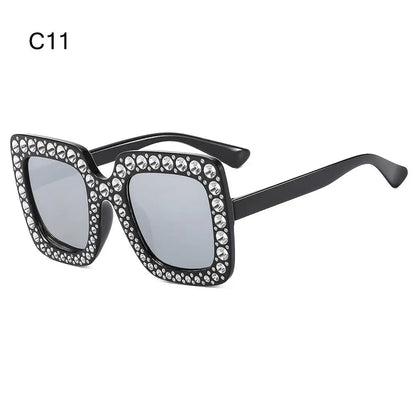 🌈 Sparkling Princess Kids Sunglasses – Oversized Rhinestone Shades with UV400 Protection | Colorful Square Sunglasses for Girls!