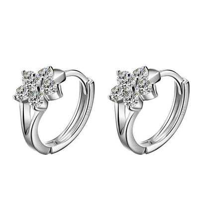 925 Sterling Silver Crystal Zircon Flower Hoop Earrings for Girls | Elegant Kids Jewellery Gift