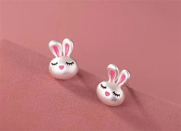 Adorable Pink Rabbit Earrings: Sweet Fashion Statement in 925 Tibetan Silver! - Kids Jewellery Shop