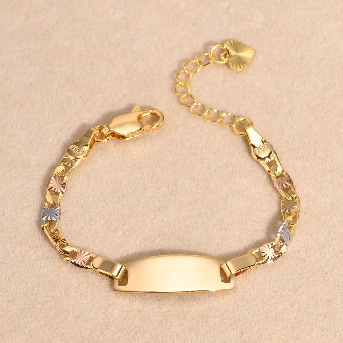 Custom Baby Bracelets for Newborns – Girls & Boys 3-Tone Gold Plated Copper, Anti-Allergy Jewellery Gift!