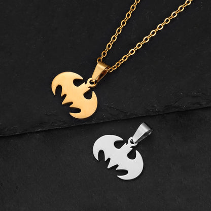 Smooth Customisable Stainless Steel Bat Pendant Necklace for Boys, Teens & Men – Super Hero Fans Jewellery Gift!
