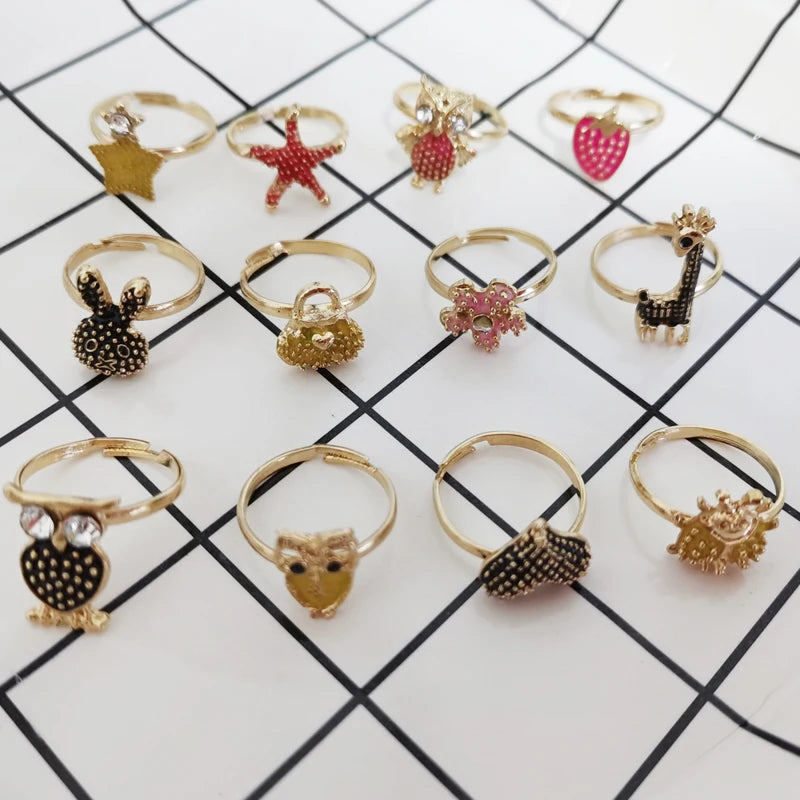 Adorable Cartoon Girls Alloy Finger Rings: Perfect Child Jewelry Gift!
