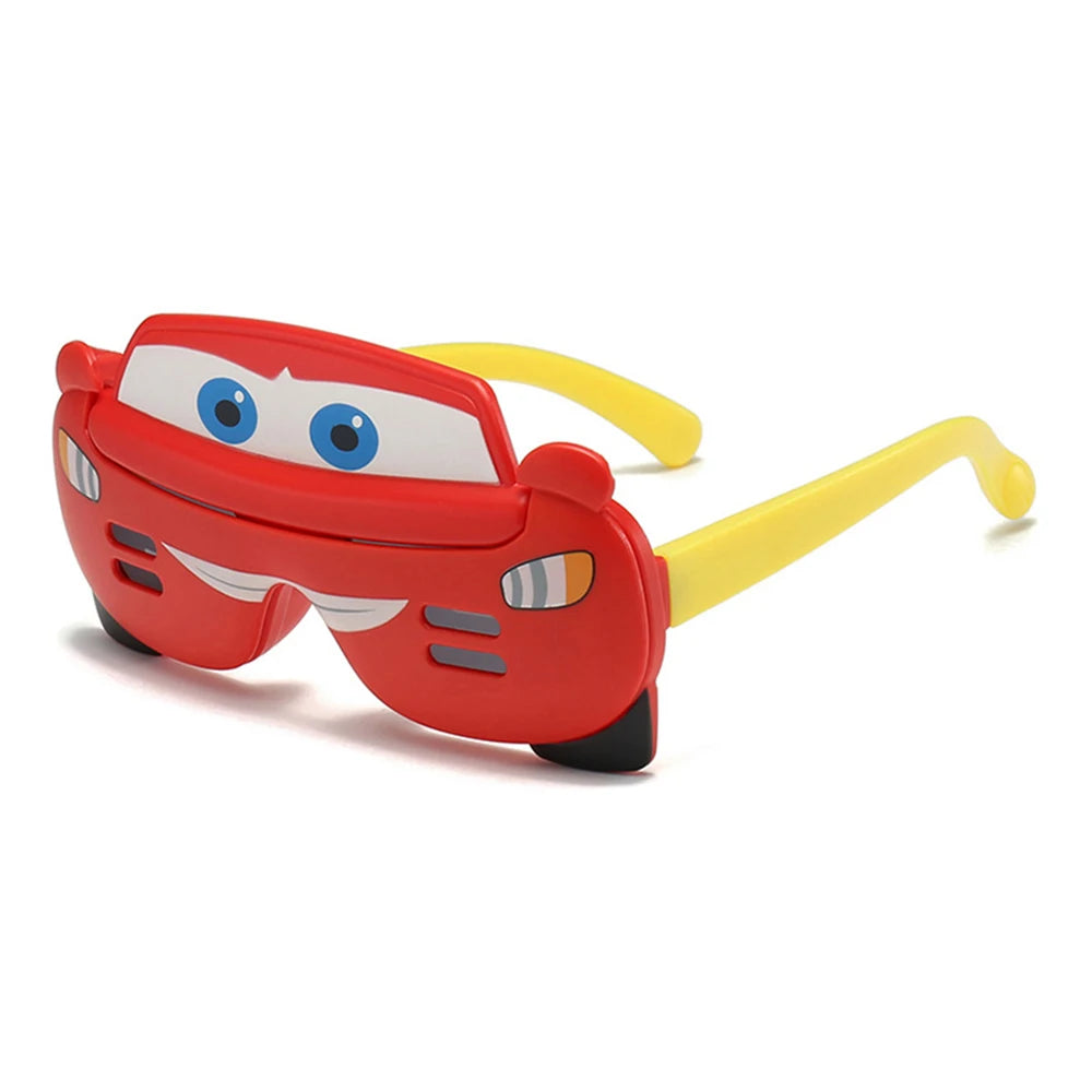 Cartoon Cars Party Kids Sunglasses – UV400 Polarized Flip-Cover Goggles for Children | Soft Protective Eyewear Gift!